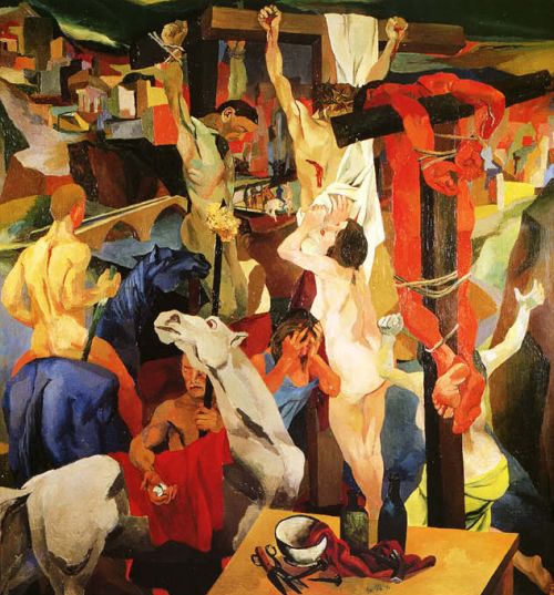 3. Р. Гуттузо. Распятие. 1941. Холст, масло. 198,5×198,5 Национальная галерея современного искусства, Рим 3. Р. Гуттузо. Распятие. 1941. Холст, масло. 198,5×198,5 Национальная галерея современного искусства, Рим