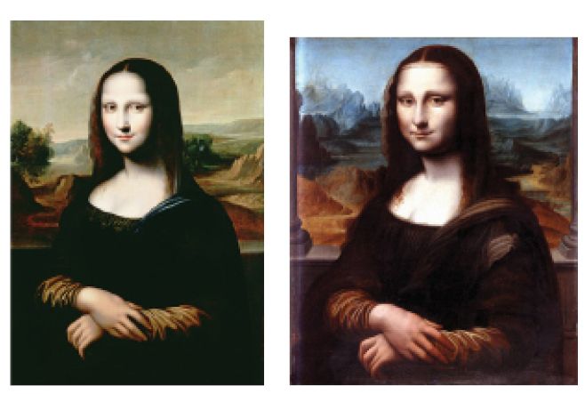 6. Копия «Моны Лизы» художника фламандской школы (слева) и «Мона Лиза» Рейнольдса (справа)м