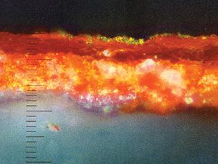 4. Апостол Павел. Деисусный чин церкви Успения с Пароменья. Ок. 1444 Красный гиматий. Микрошлиф: Киноварь. ×200 4. Апостол Павел. Деисусный чин церкви Успения с Пароменья. Ок. 1444 Красный гиматий. Микрошлиф: Киноварь. ×200